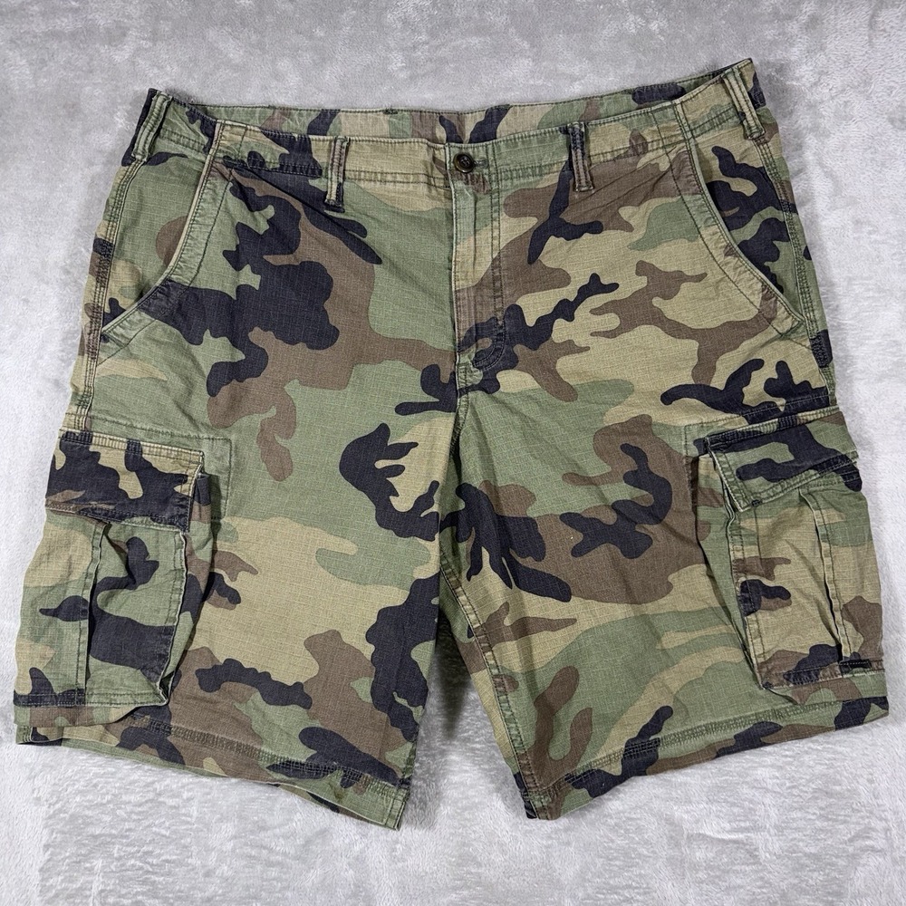 Gap Cargo Shorts Men 38 Green Camo Ripstop Stretch Utility Beach Casual